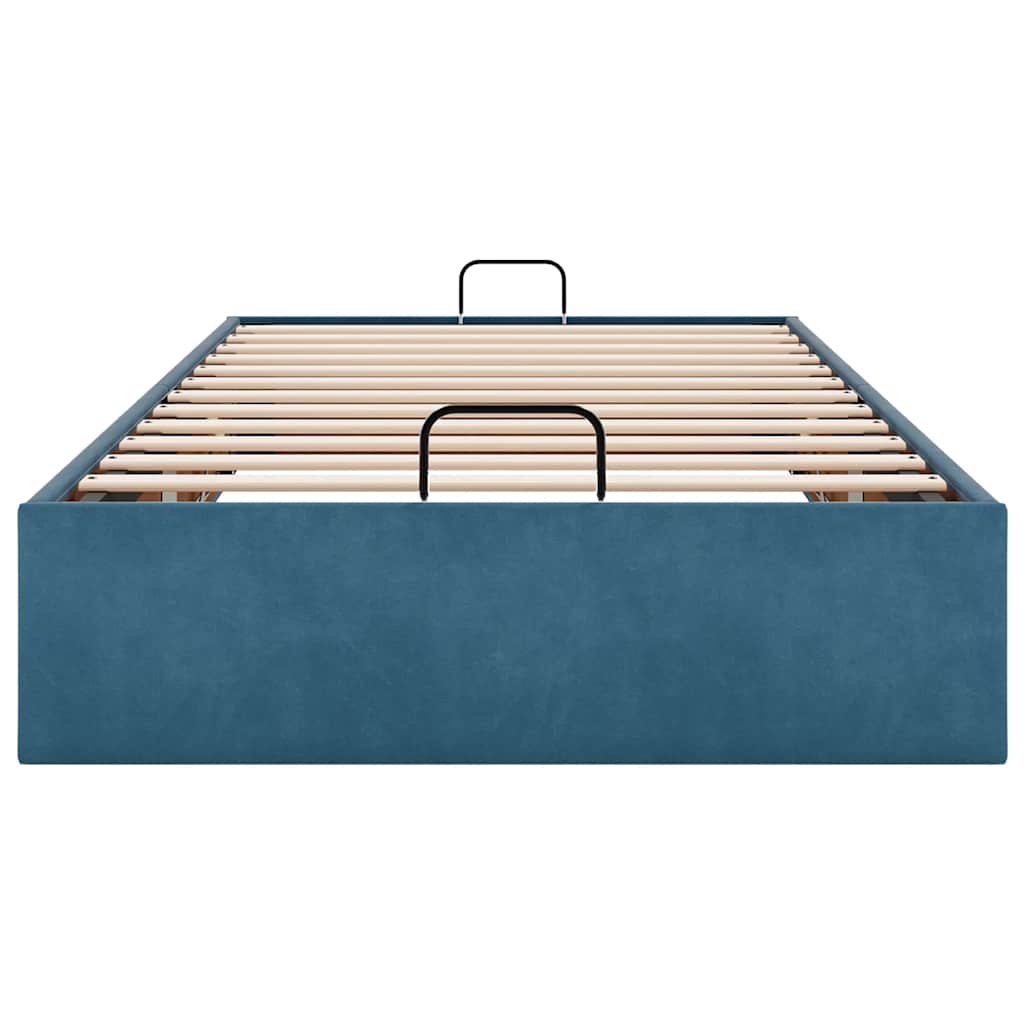 Cadre de lit ottoman sans matelas bleu foncé 80x200 cm velours - XIOS