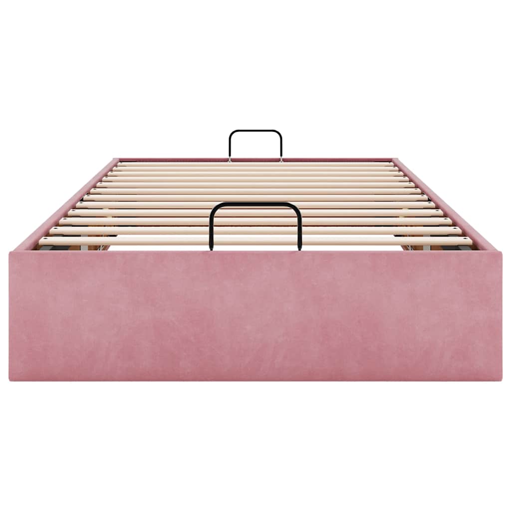 Cadre de lit ottoman sans matelas rose 80x200 cm velours - XIOS