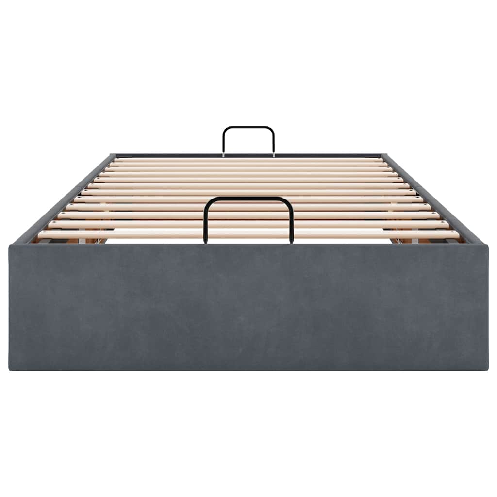 Cadre de lit ottoman sans matelas gris foncé 90x190 cm velours - XIOS