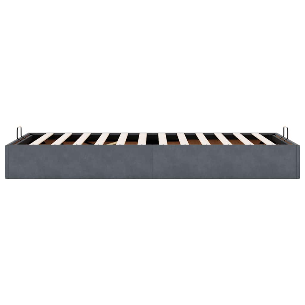 Cadre de lit ottoman sans matelas gris foncé 90x190 cm velours - XIOS