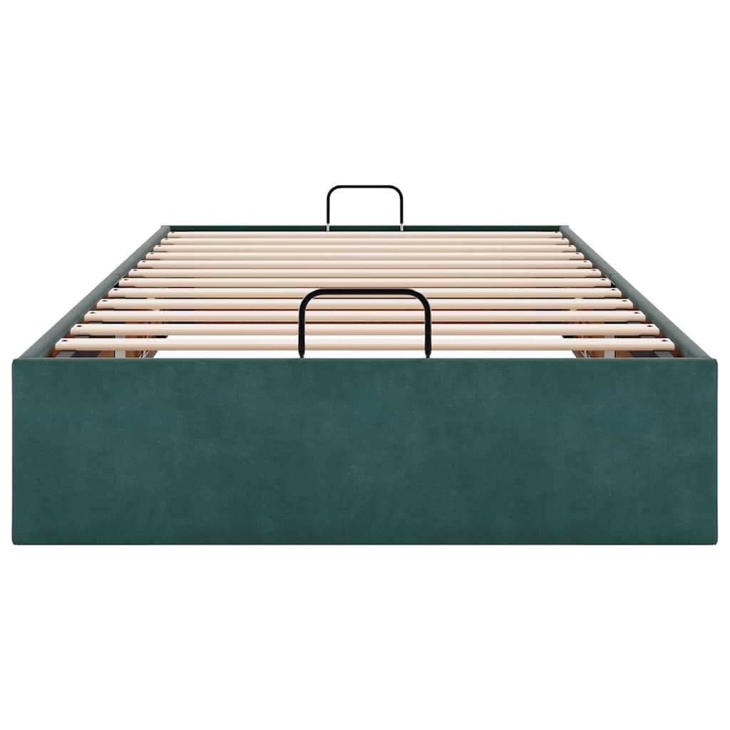 Cadre de lit ottoman sans matelas vert foncé 90x190 cm velours - XIOS