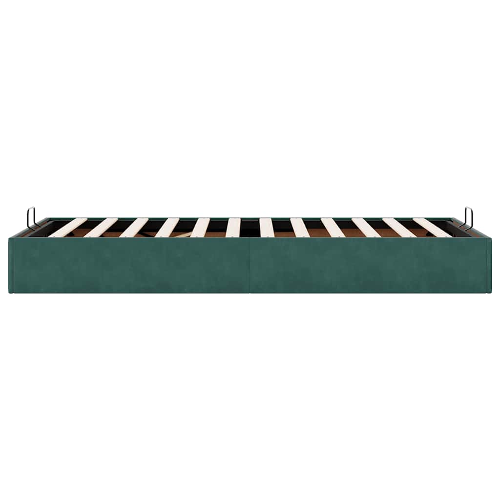 Cadre de lit ottoman sans matelas vert foncé 90x190 cm velours - XIOS