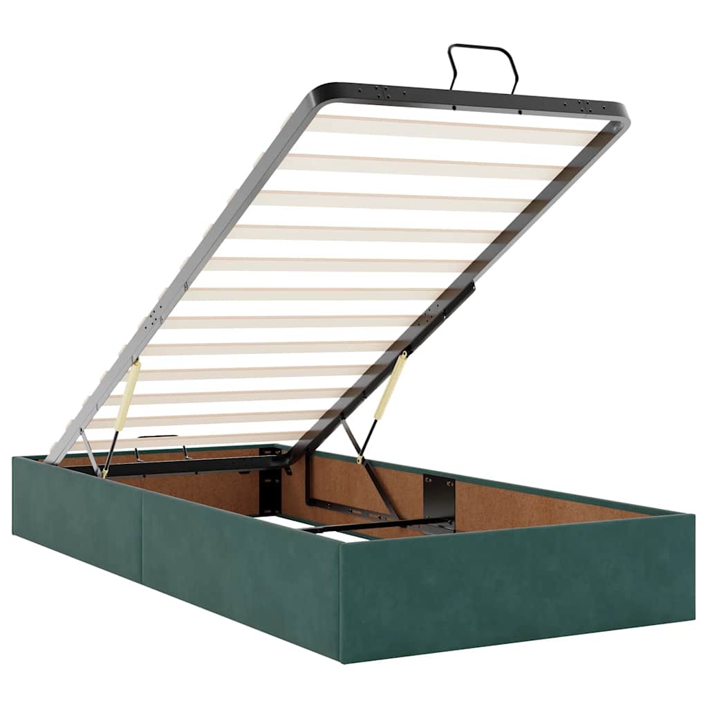 Cadre de lit ottoman sans matelas vert foncé 90x190 cm velours - XIOS