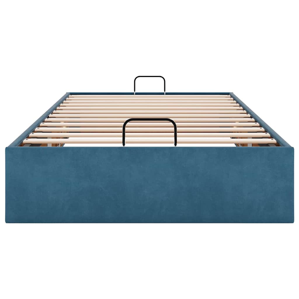 Cadre de lit ottoman sans matelas bleu foncé 90x190 cm velours - XIOS