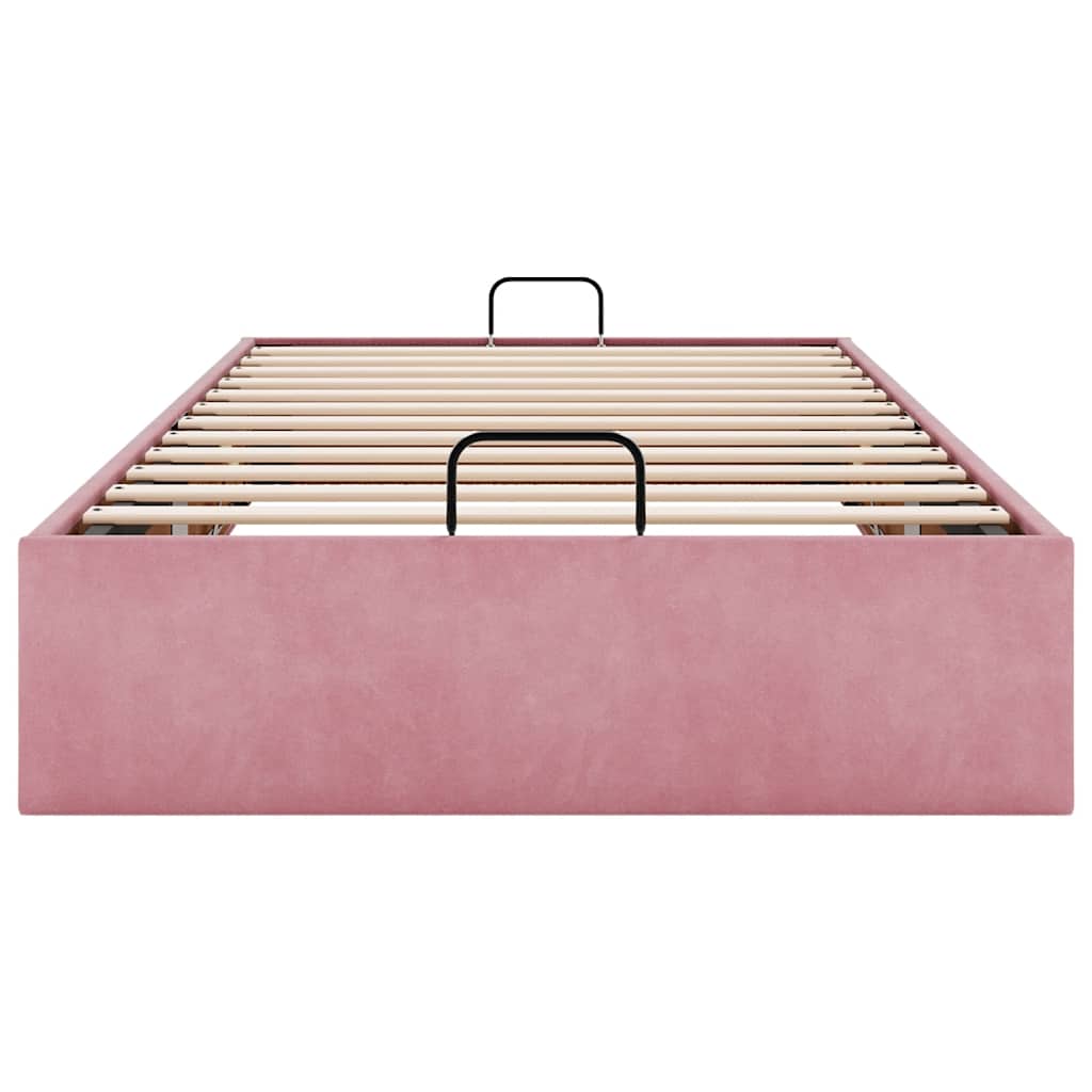 Cadre de lit ottoman sans matelas rose 90x190 cm velours - XIOS