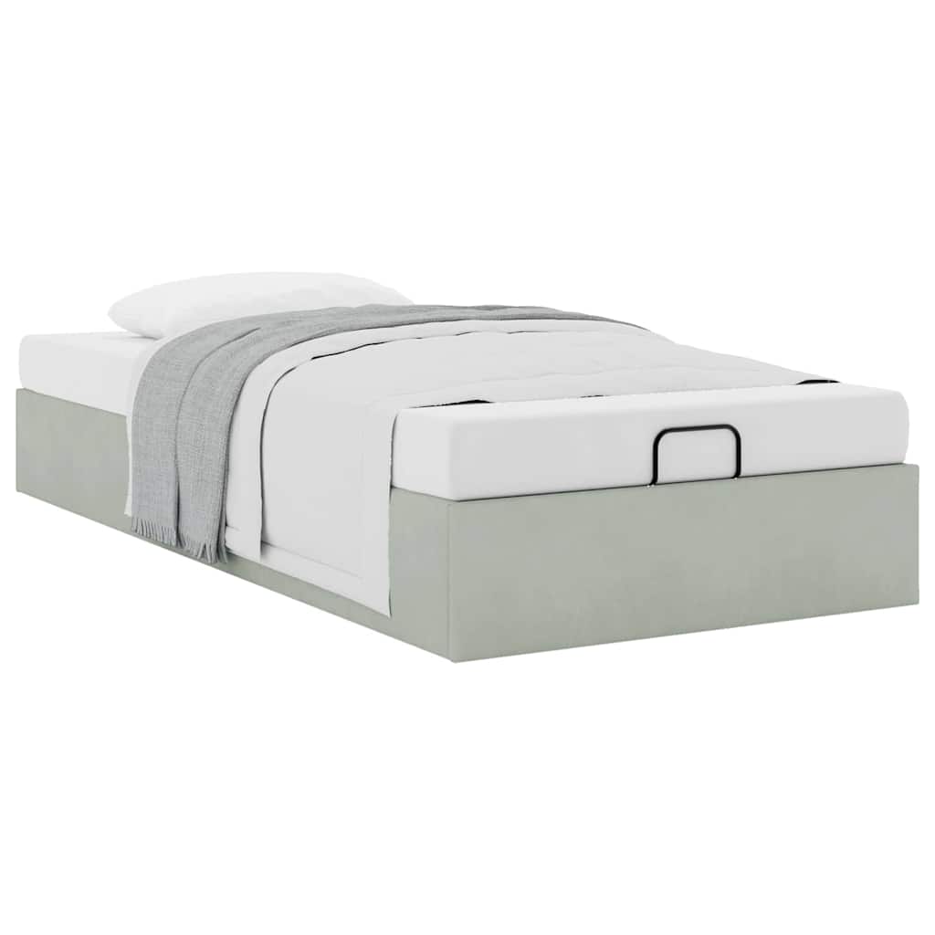 Cadre de lit ottoman sans matelas gris clair 90x200 cm velours - XIOS
