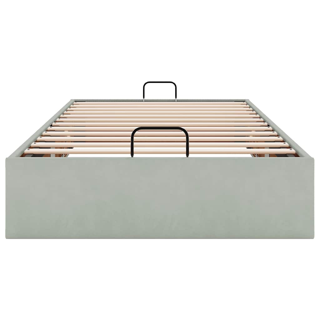 Cadre de lit ottoman sans matelas gris clair 90x200 cm velours - XIOS