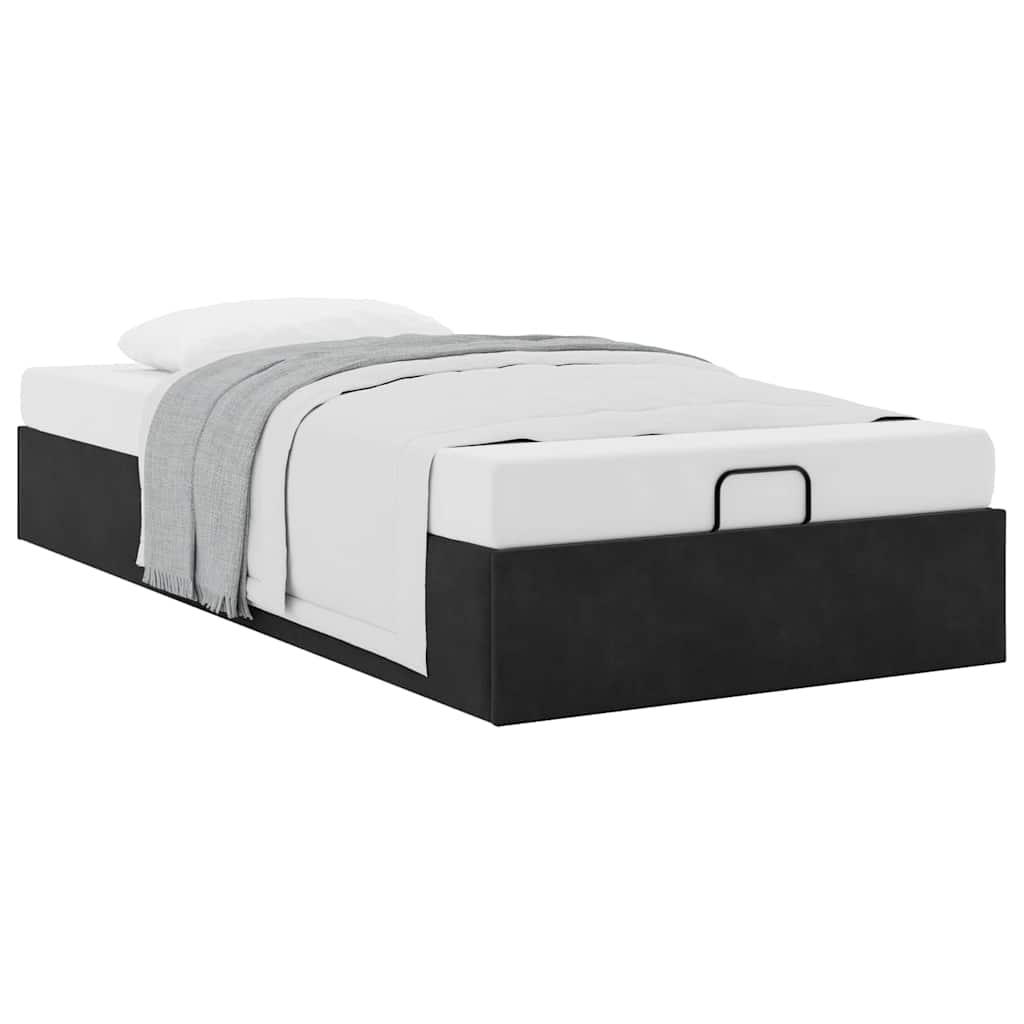 Cadre de lit ottoman sans matelas noir 90x200 cm velours - XIOS