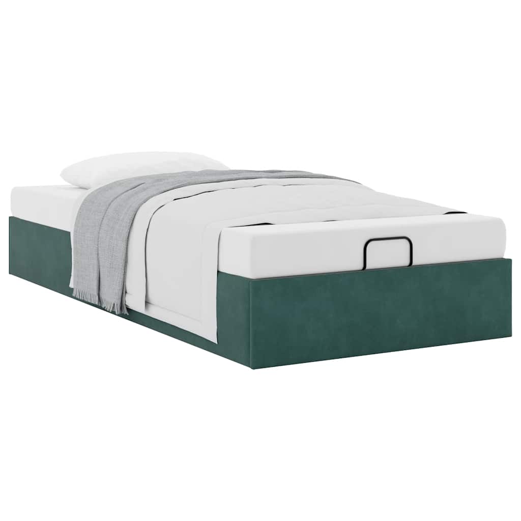 Cadre de lit ottoman sans matelas vert foncé 90x200 cm velours - XIOS
