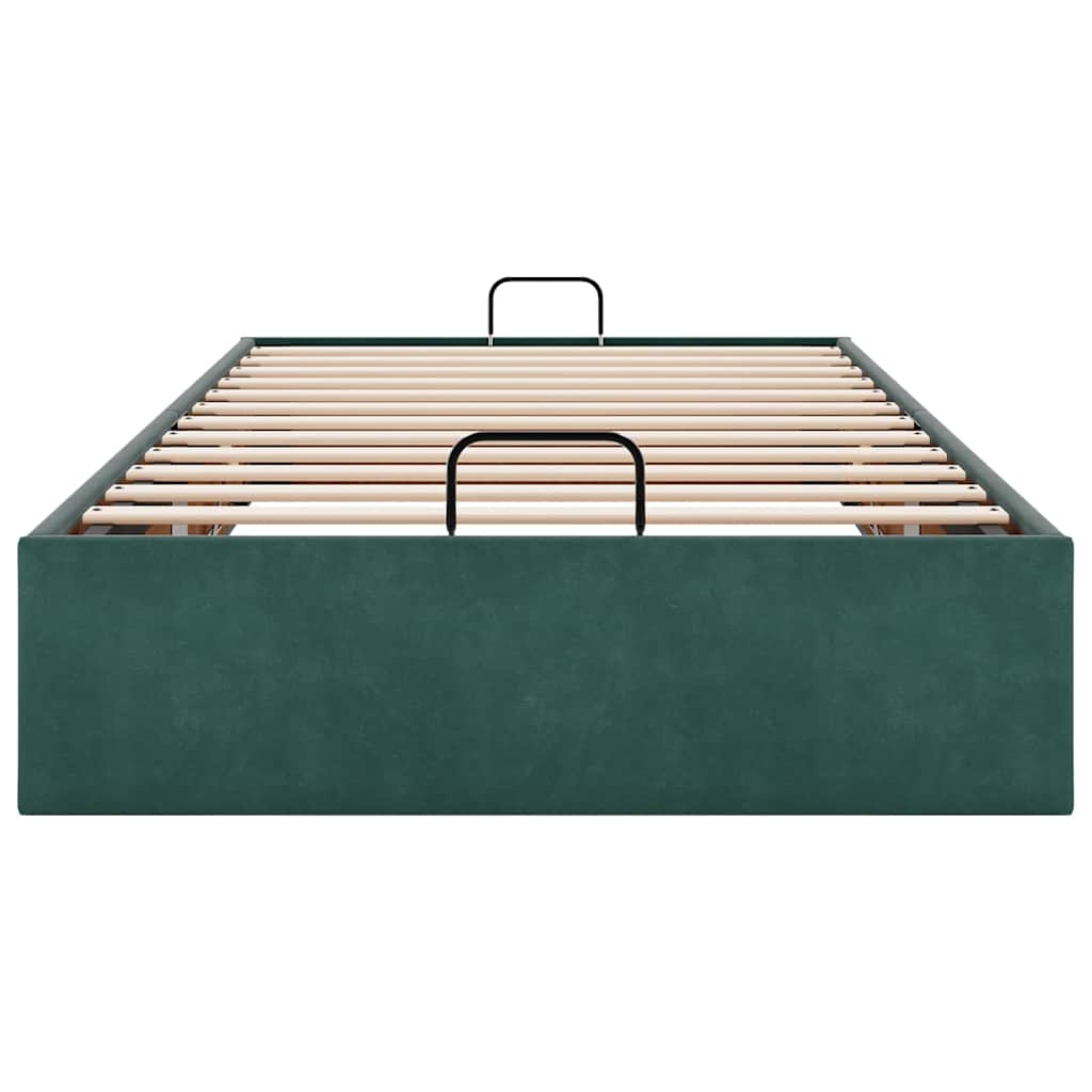 Cadre de lit ottoman sans matelas vert foncé 90x200 cm velours - XIOS