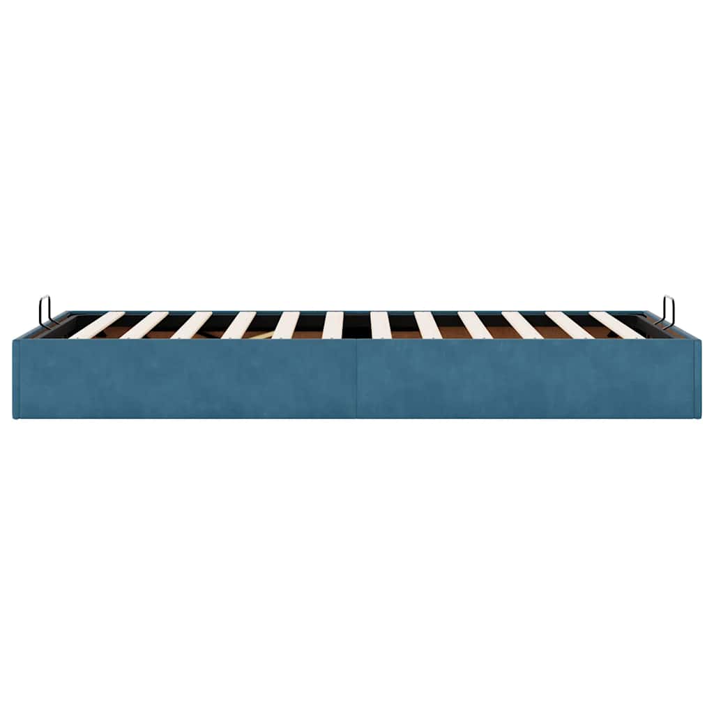 Cadre de lit ottoman sans matelas bleu foncé 90x200 cm velours - XIOS