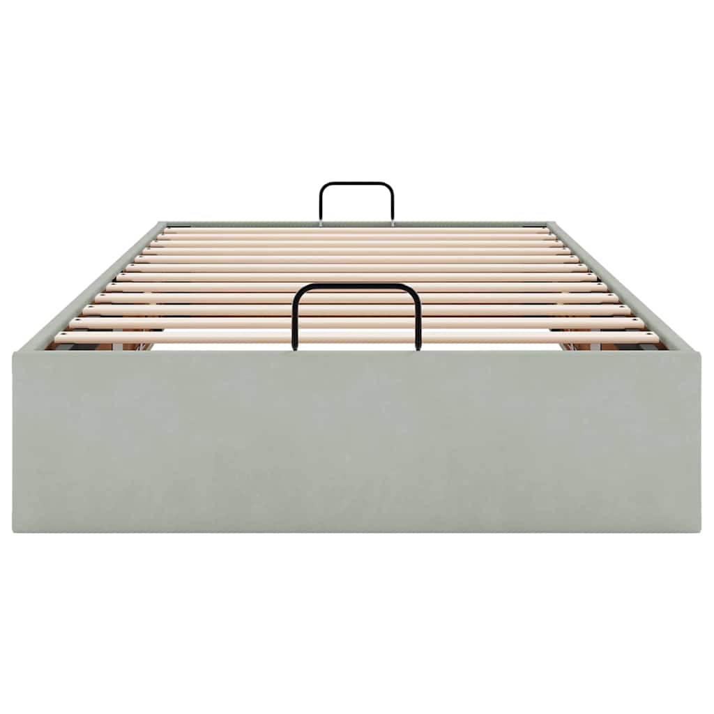 Cadre de lit ottoman sans matelas gris clair 100x200 cm velours - XIOS