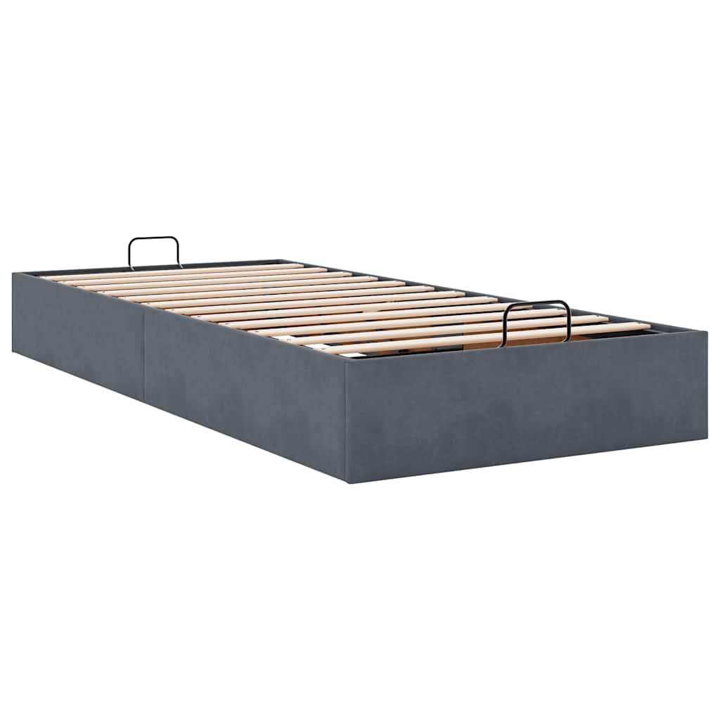 Cadre de lit ottoman sans matelas gris foncé 100x200 cm velours - XIOS
