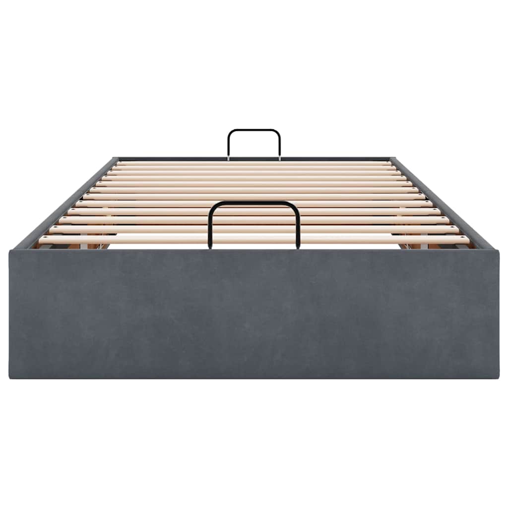 Cadre de lit ottoman sans matelas gris foncé 100x200 cm velours - XIOS