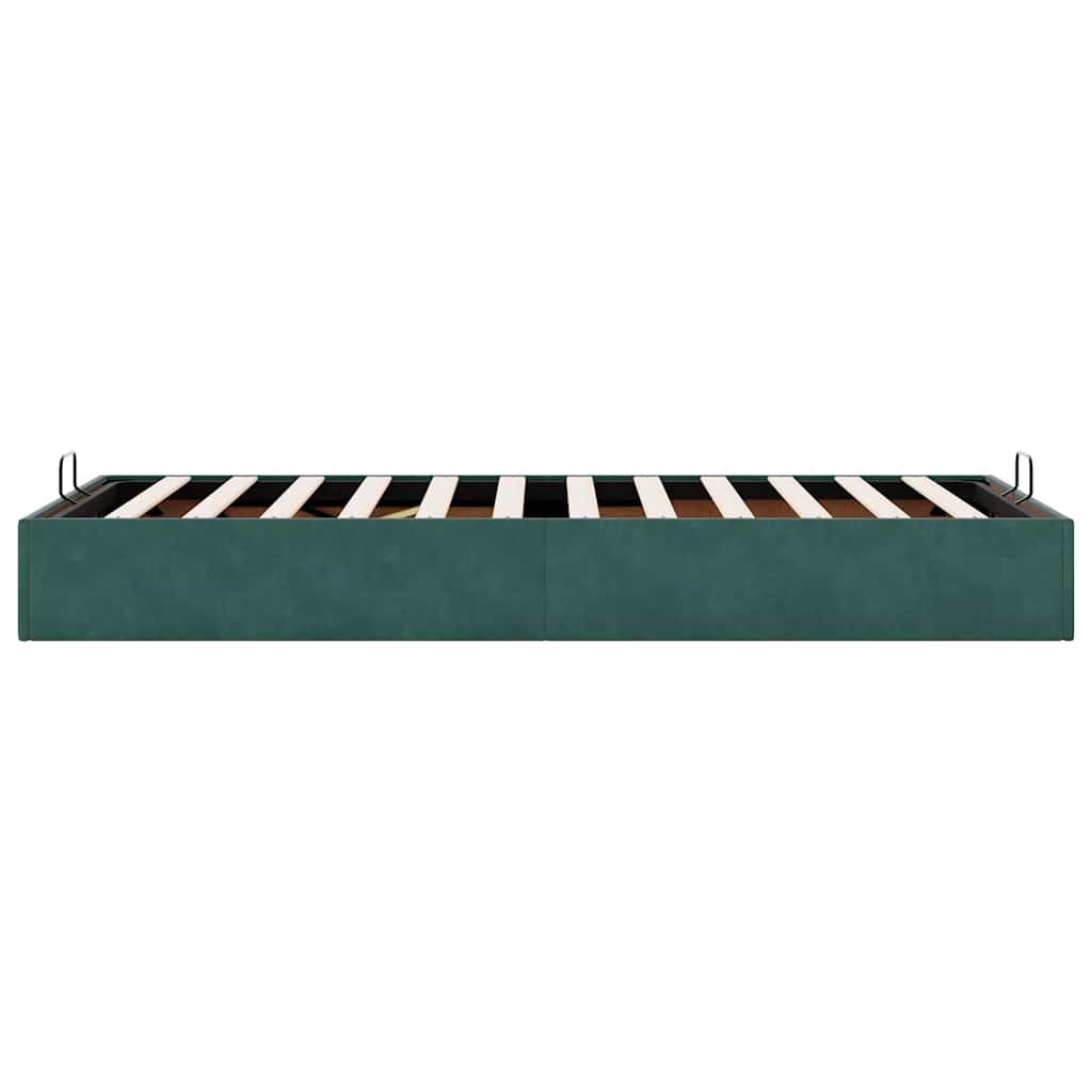Cadre de lit ottoman sans matelas vert foncé 100x200 cm velours - XIOS