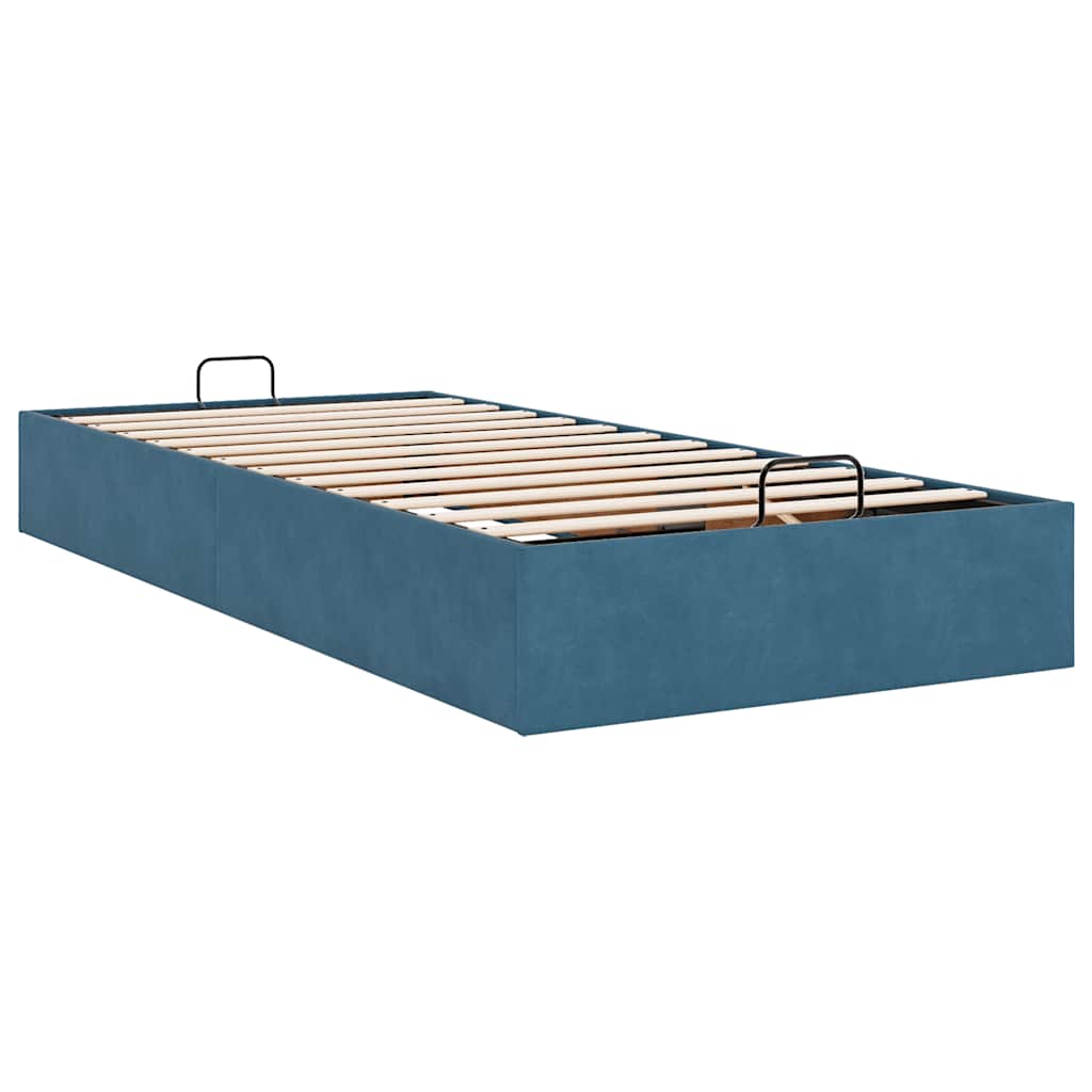 Cadre de lit ottoman sans matelas bleu foncé 100x200 cm velours - XIOS