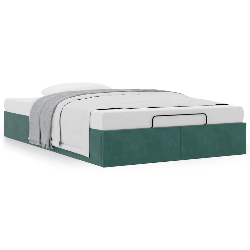 Cadre de lit ottoman sans matelas vert foncé 120x190 cm velours - XIOS