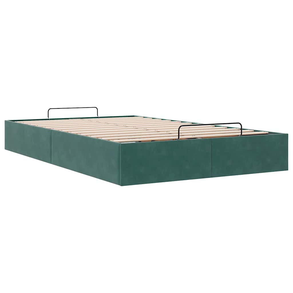 Cadre de lit ottoman sans matelas vert foncé 120x190 cm velours - XIOS