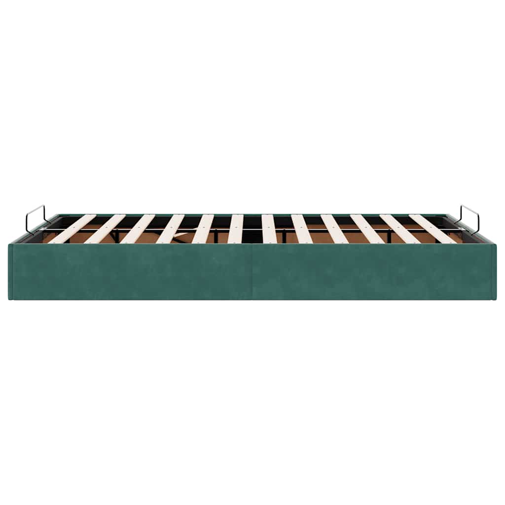 Cadre de lit ottoman sans matelas vert foncé 120x190 cm velours - XIOS