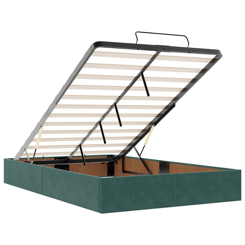 Cadre de lit ottoman sans matelas vert foncé 120x190 cm velours - XIOS