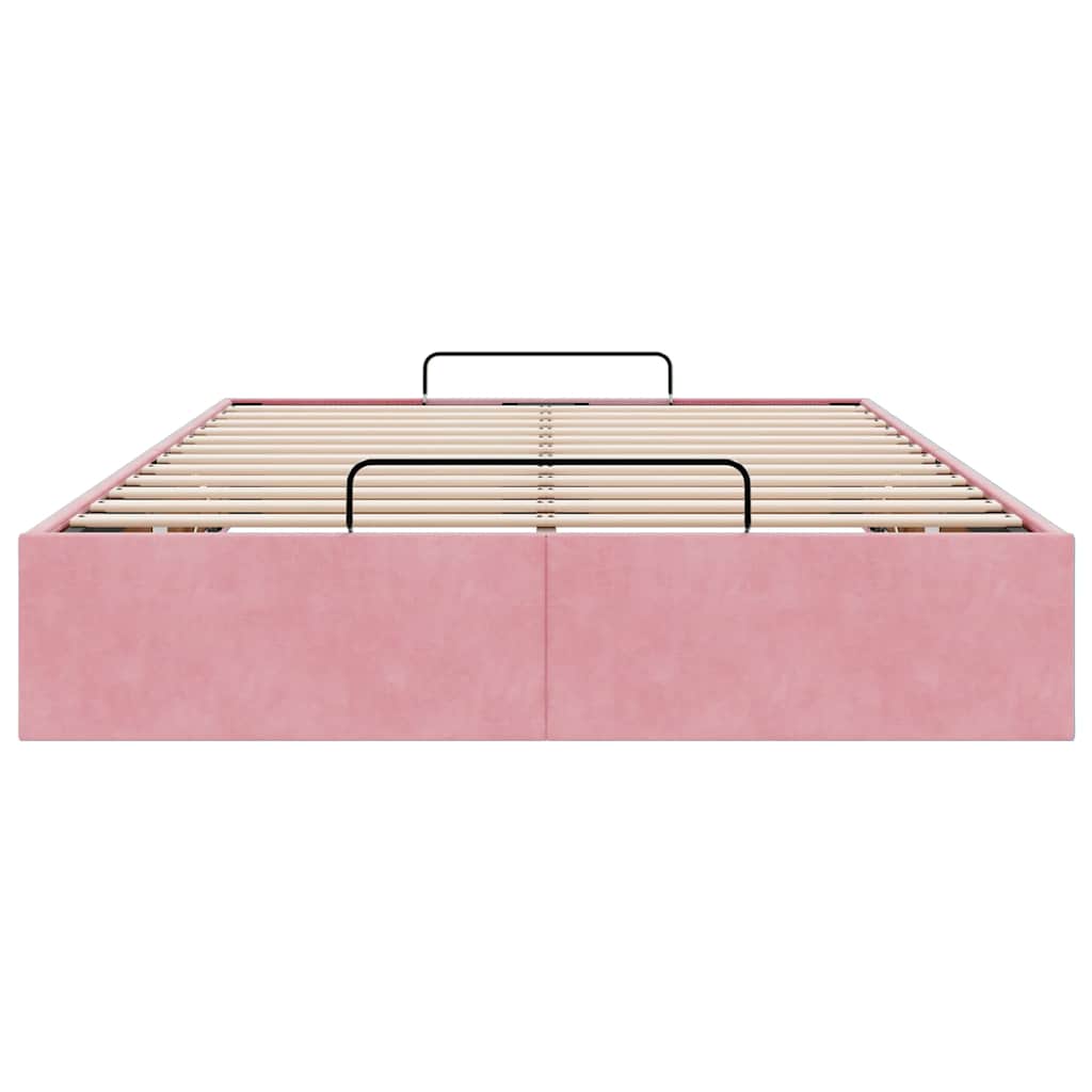 Cadre de lit ottoman sans matelas rose 120x190 cm velours - XIOS