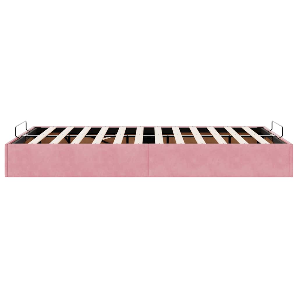 Cadre de lit ottoman sans matelas rose 120x190 cm velours - XIOS