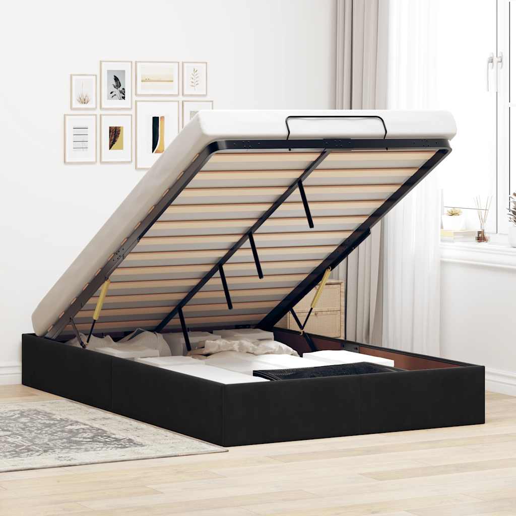 Cadre de lit ottoman sans matelas noir 120x200 cm velours - XIOS