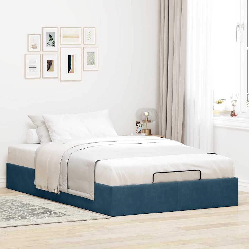 Cadre de lit ottoman sans matelas bleu foncé 120x200 cm velours - XIOS