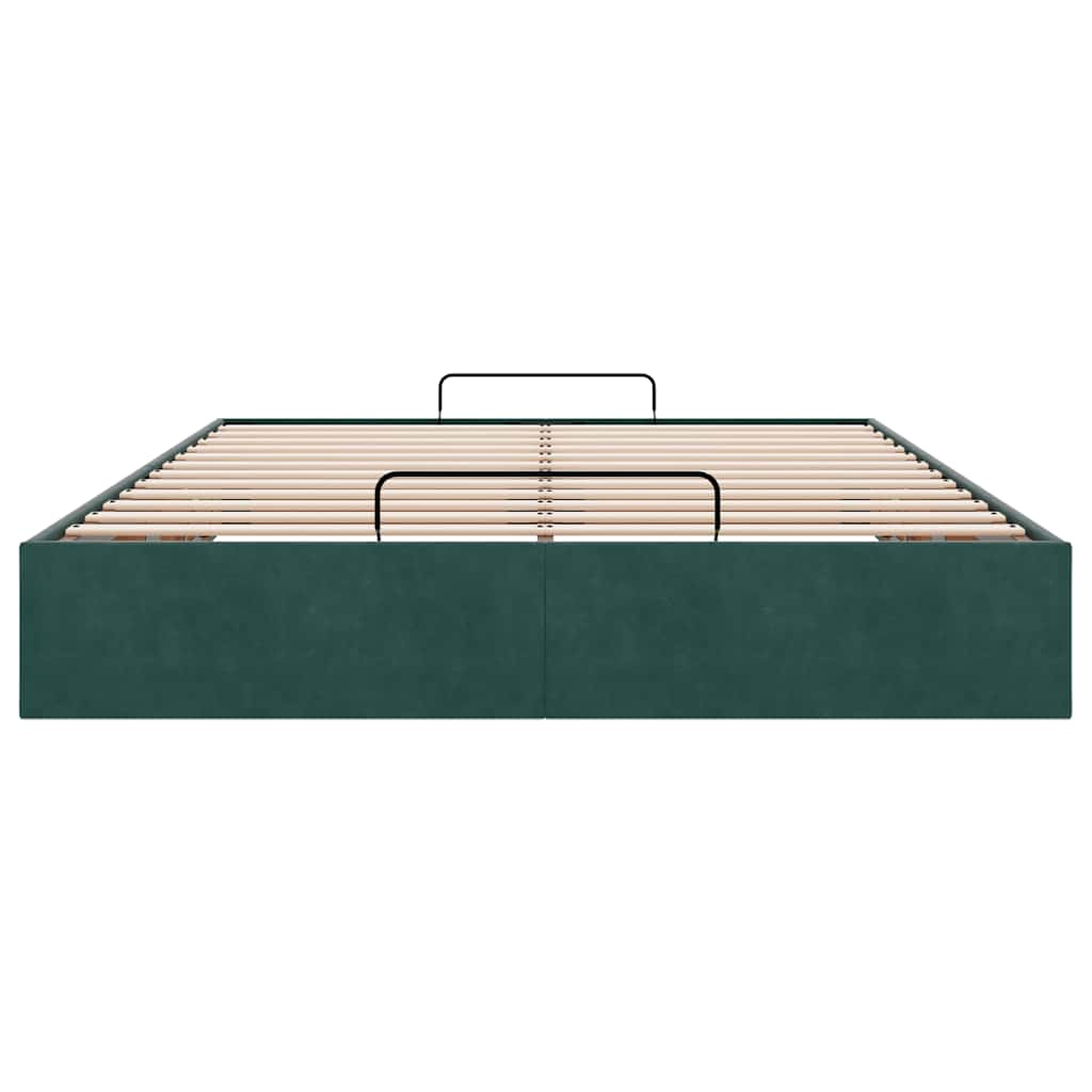 Cadre de lit ottoman sans matelas vert foncé 140x190 cm velours - XIOS