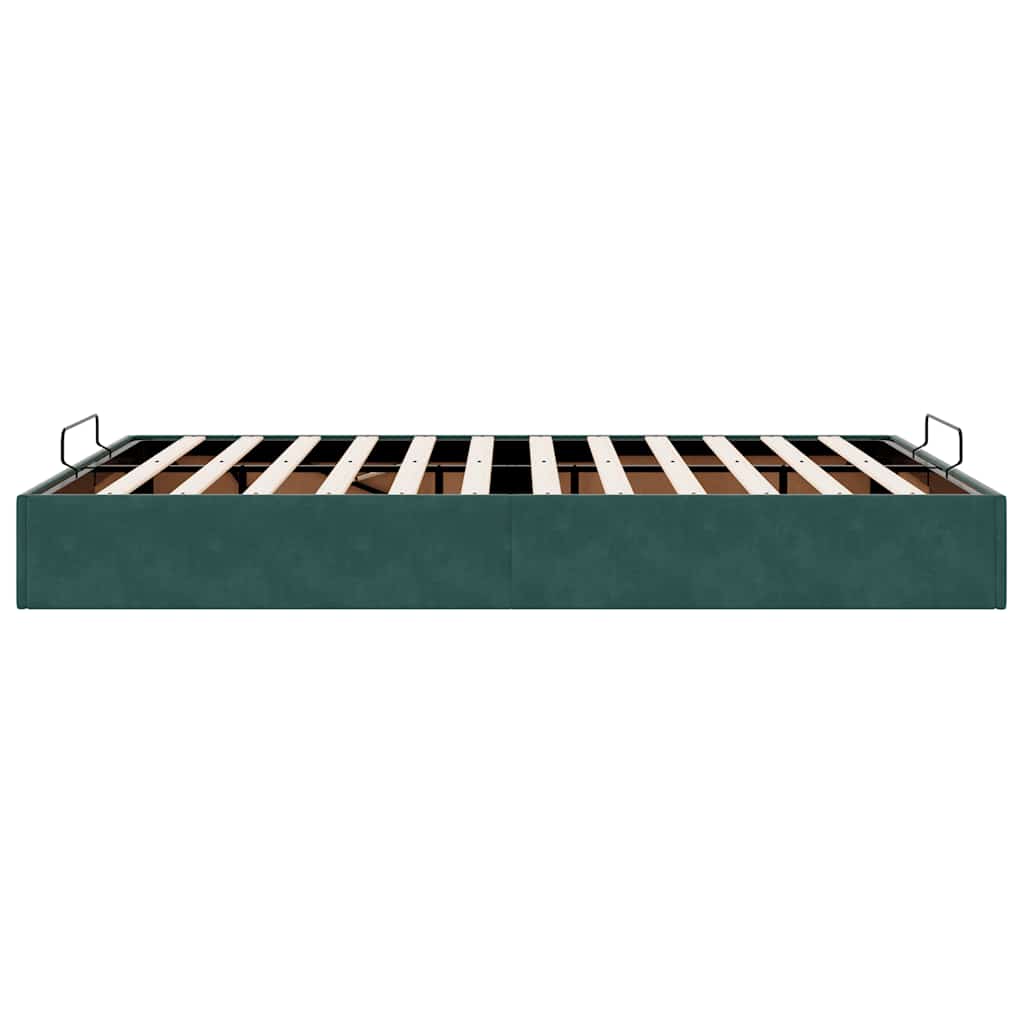 Cadre de lit ottoman sans matelas vert foncé 140x190 cm velours - XIOS