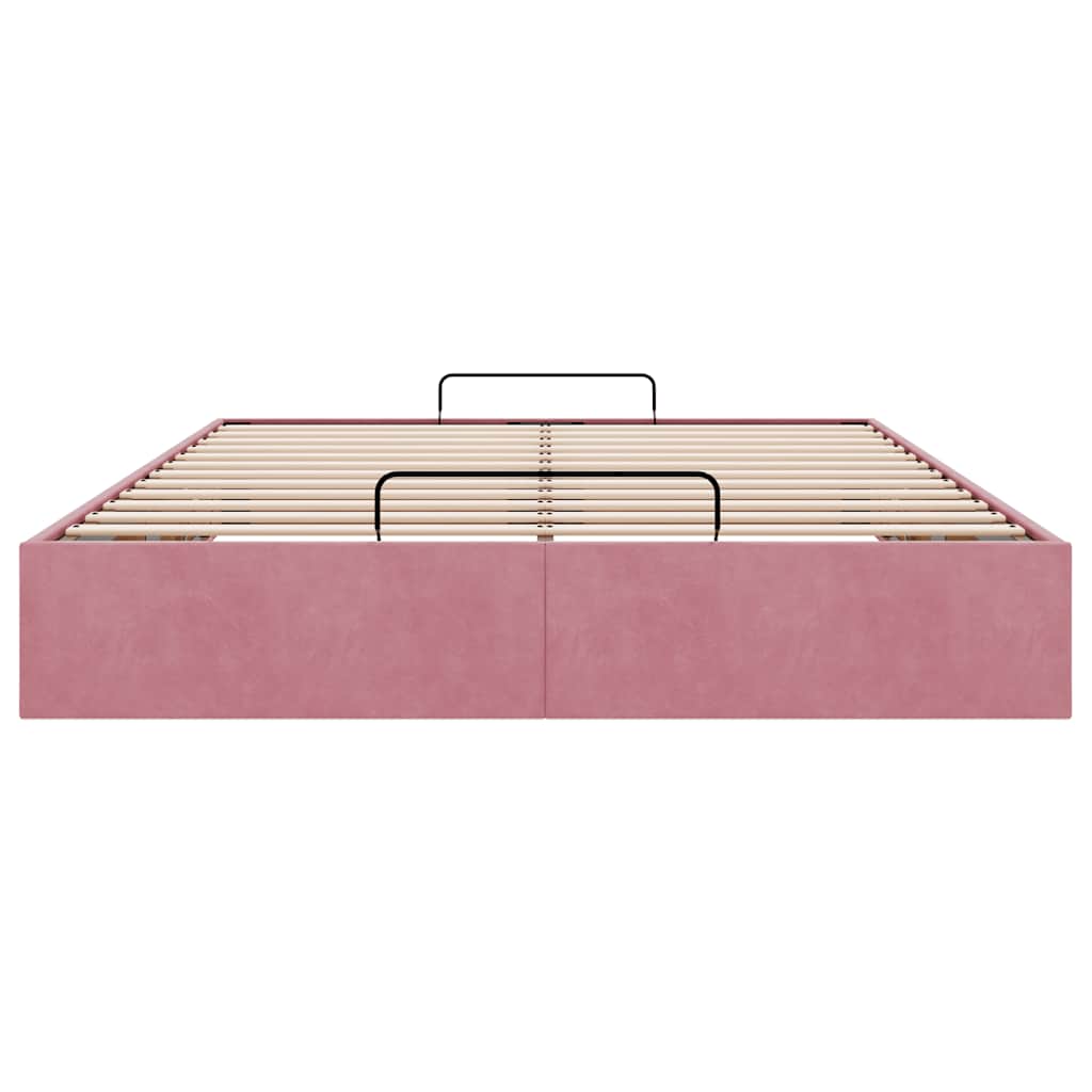 Cadre de lit ottoman sans matelas rose 140x190 cm velours - XIOS