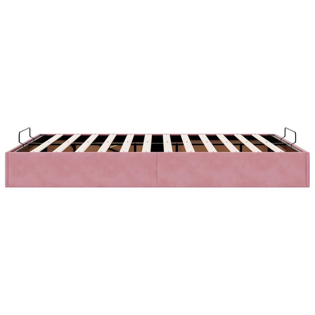 Cadre de lit ottoman sans matelas rose 140x190 cm velours - XIOS