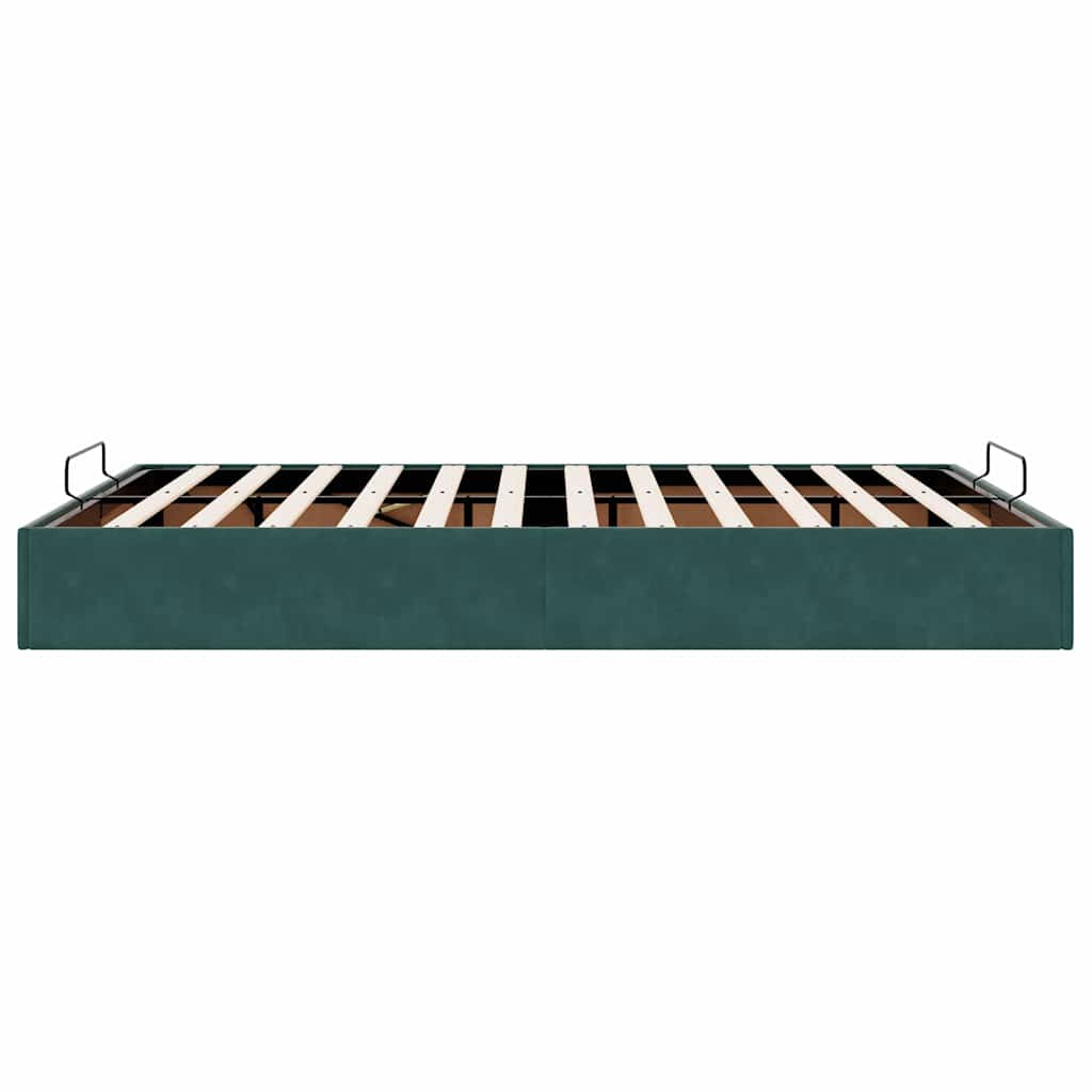 Cadre de lit ottoman sans matelas vert foncé 140x200 cm velours - XIOS