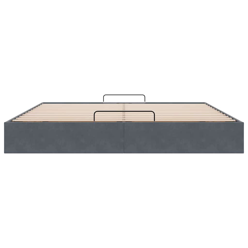Cadre de lit ottoman sans matelas gris foncé 160x200 cm velours - XIOS