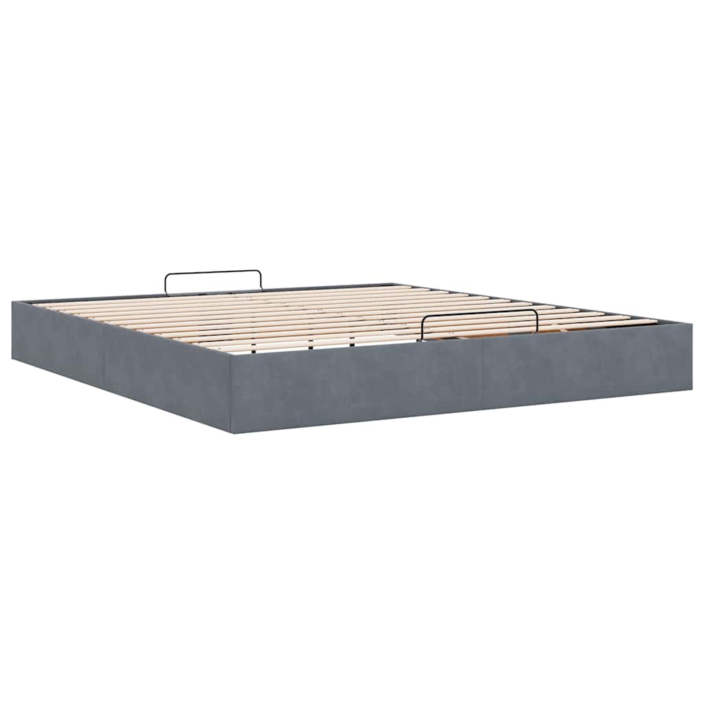 Cadre de lit ottoman sans matelas gris foncé 160x200 cm velours - XIOS