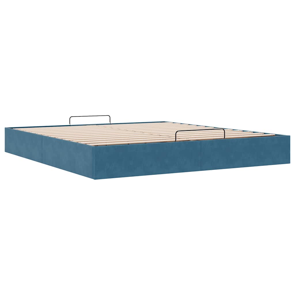 Cadre de lit ottoman sans matelas bleu foncé 160x200 cm velours - XIOS