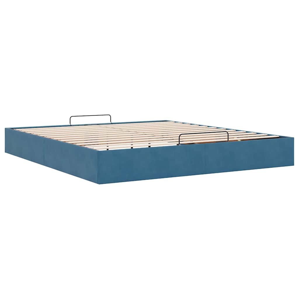 Cadre de lit ottoman sans matelas bleu foncé 160x200 cm velours - XIOS