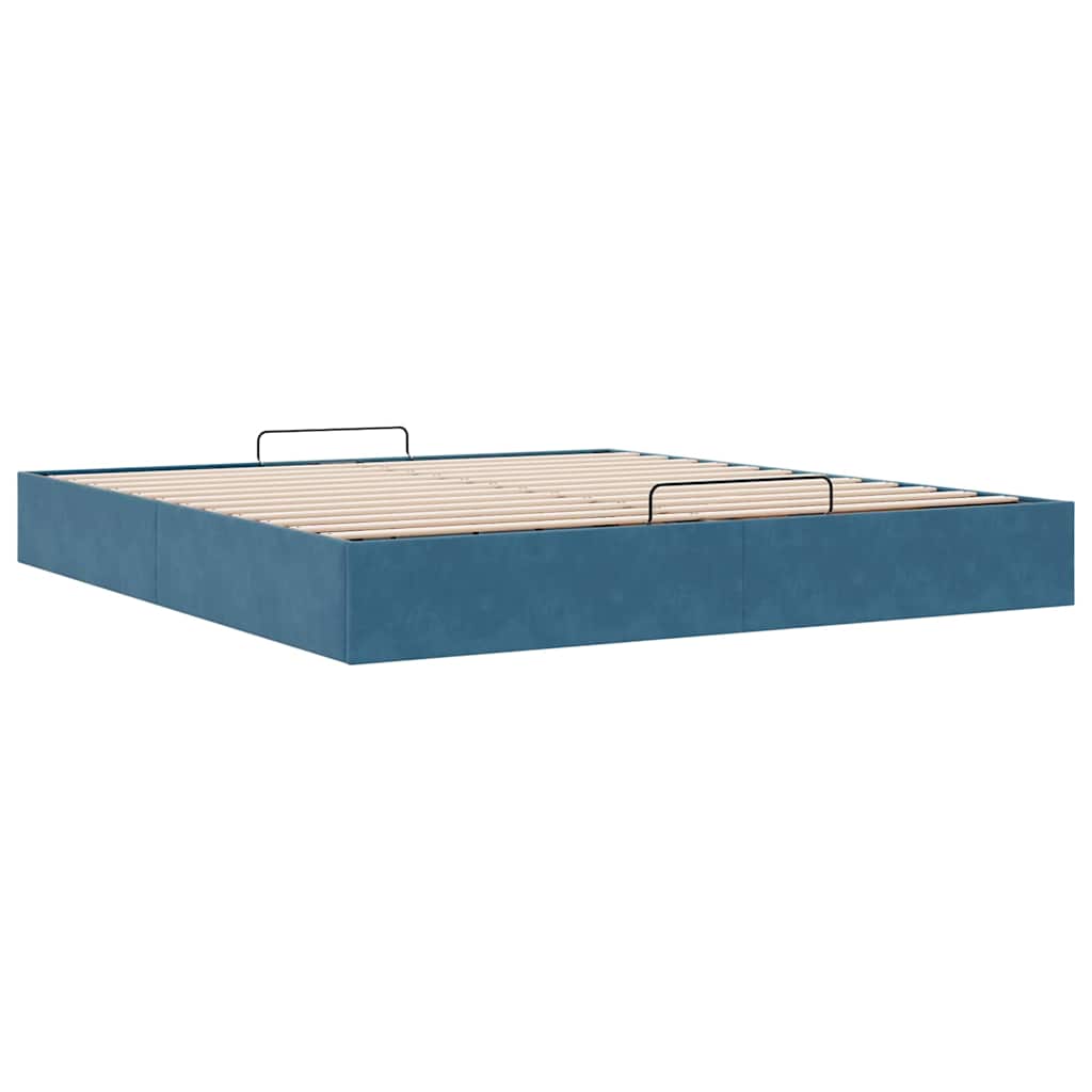 Cadre de lit ottoman sans matelas bleu foncé 180x200 cm velours - XIOS