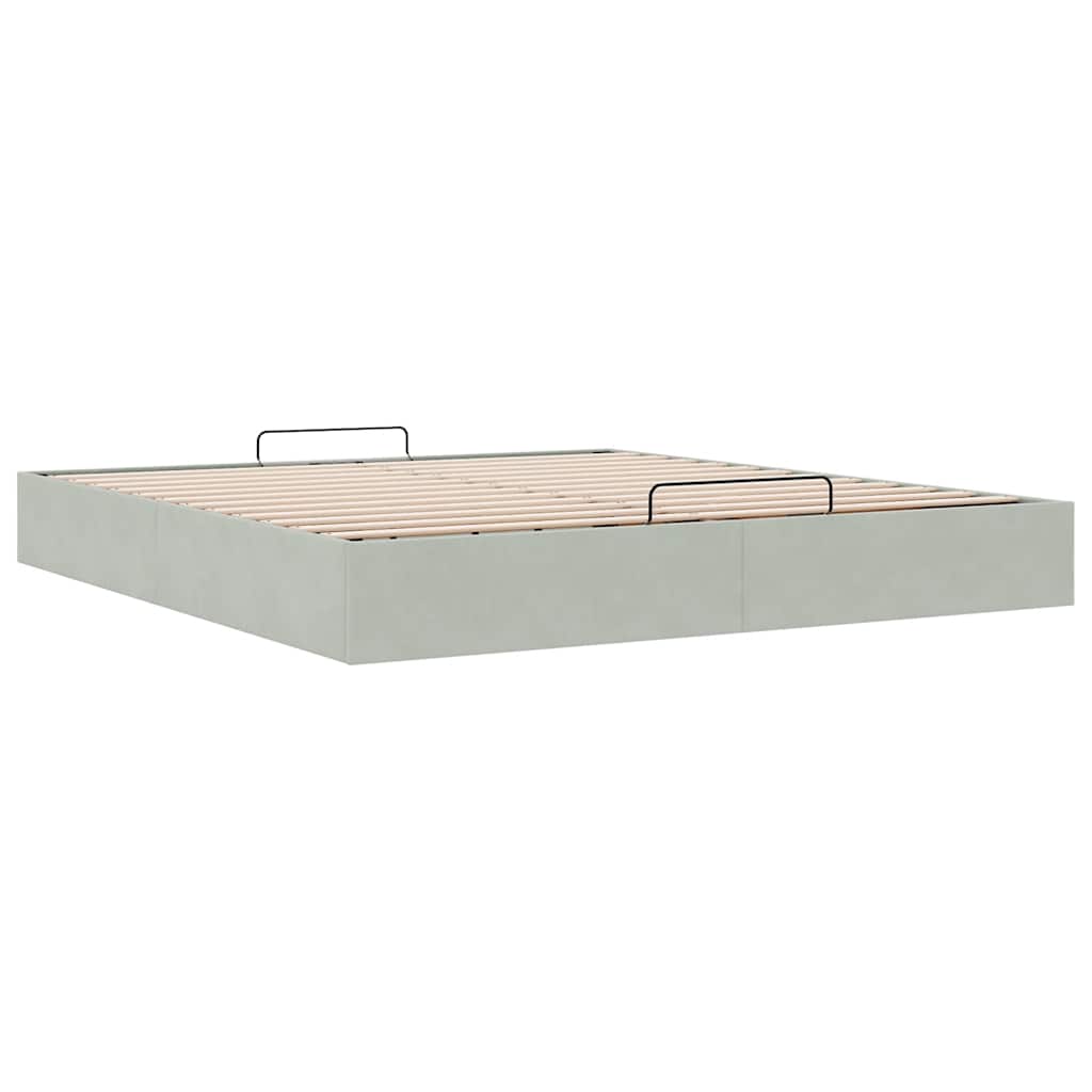 Cadre de lit ottoman sans matelas gris clair 200x200 cm velours - XIOS