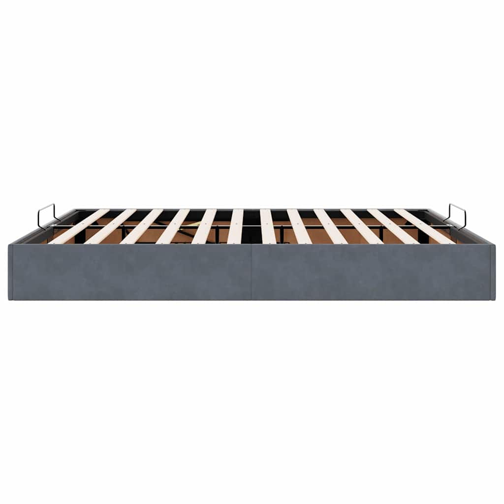 Cadre de lit ottoman sans matelas gris foncé 200x200 cm velours - XIOS