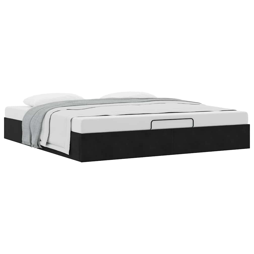 Cadre de lit ottoman sans matelas noir 200x200 cm velours - XIOS