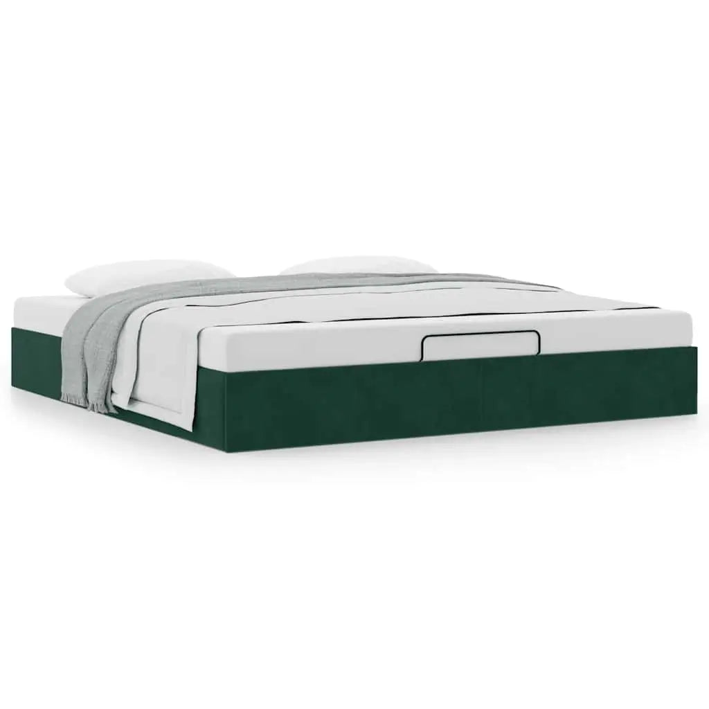 Cadre de lit ottoman sans matelas vert foncé 200x200 cm velours - XIOS