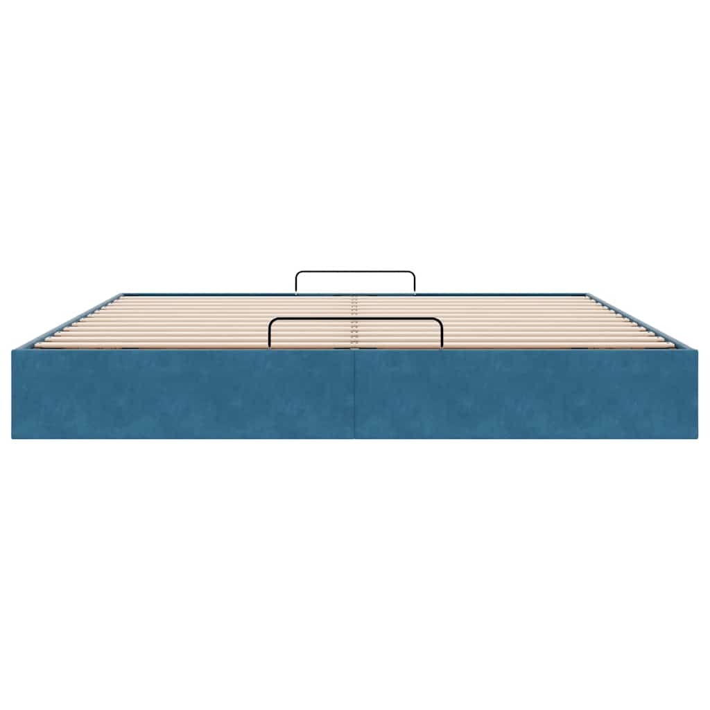 Cadre de lit ottoman sans matelas bleu foncé 200x200 cm velours - XIOS