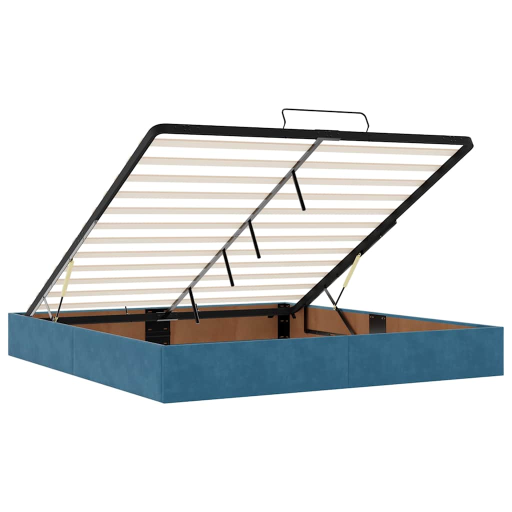 Cadre de lit ottoman sans matelas bleu foncé 200x200 cm velours - XIOS