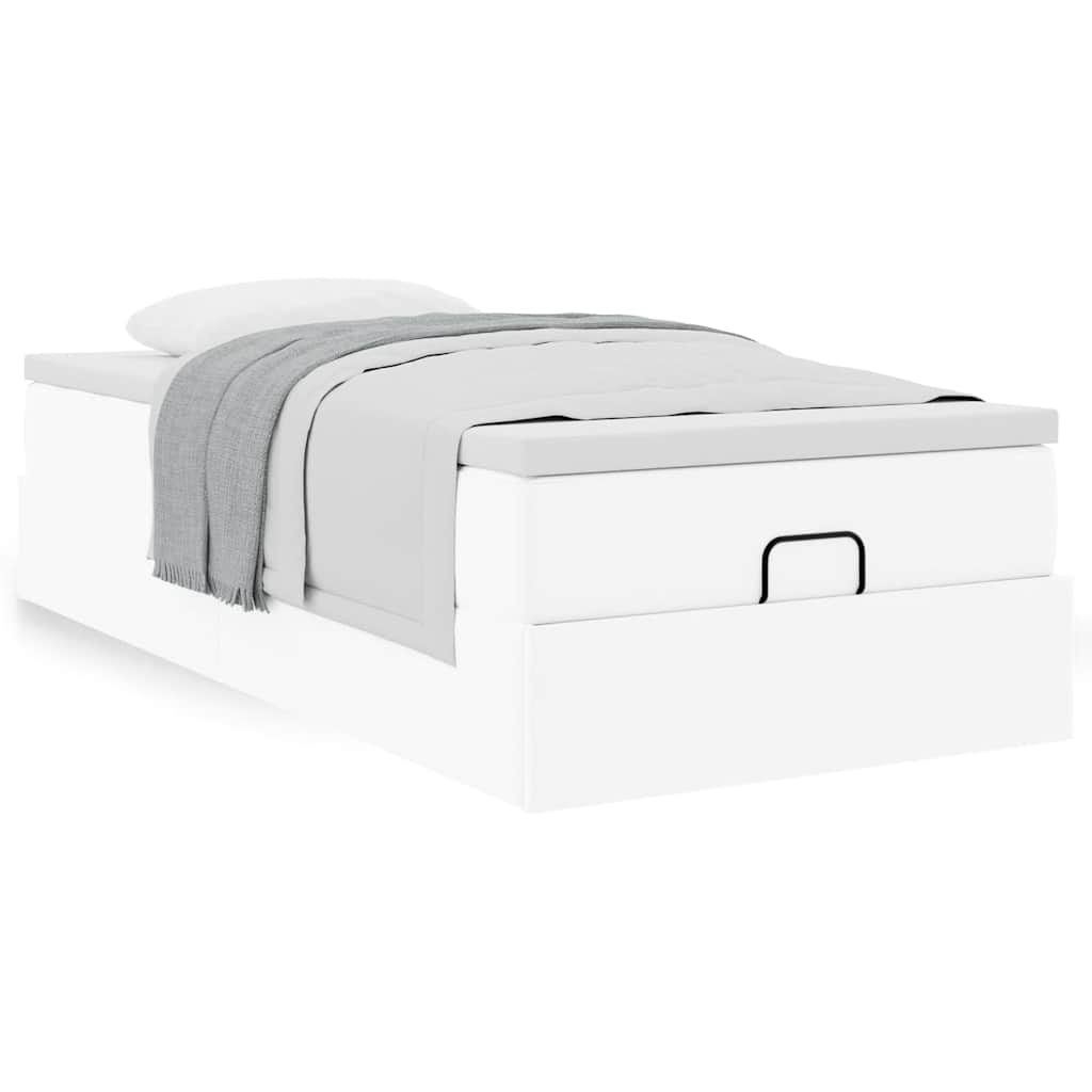 Cadre de lit ottoman avec matelas blanc 80x200 cm similicuir - XIOS