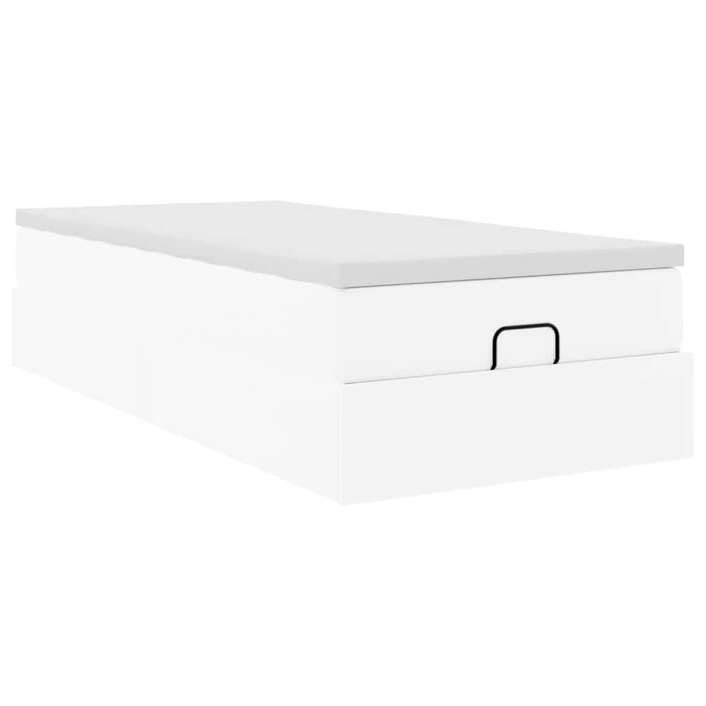 Cadre de lit ottoman avec matelas blanc 80x200 cm similicuir - XIOS