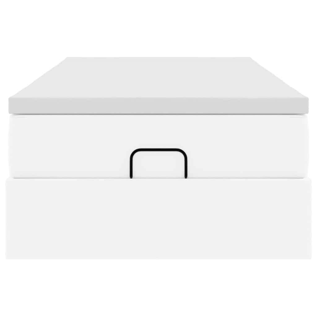 Cadre de lit ottoman avec matelas blanc 80x200 cm similicuir - XIOS