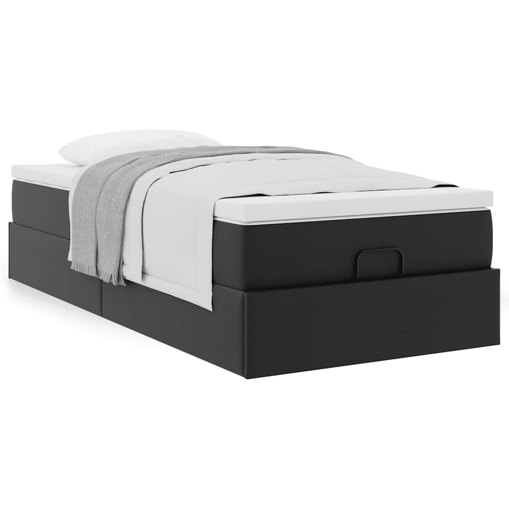 Cadre de lit ottoman avec matelas noir 90x190 cm similicuir - XIOS