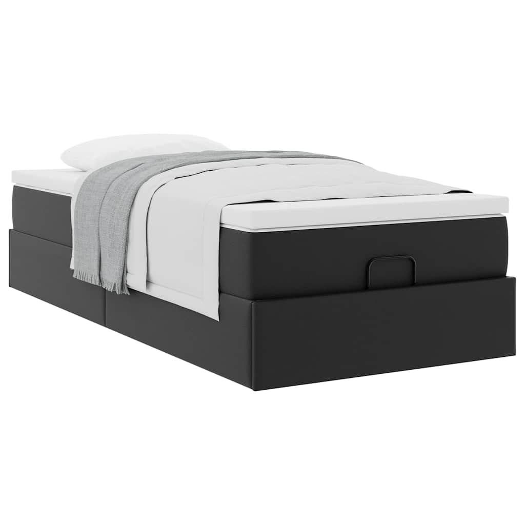 Cadre de lit ottoman avec matelas noir 90x190 cm similicuir - XIOS