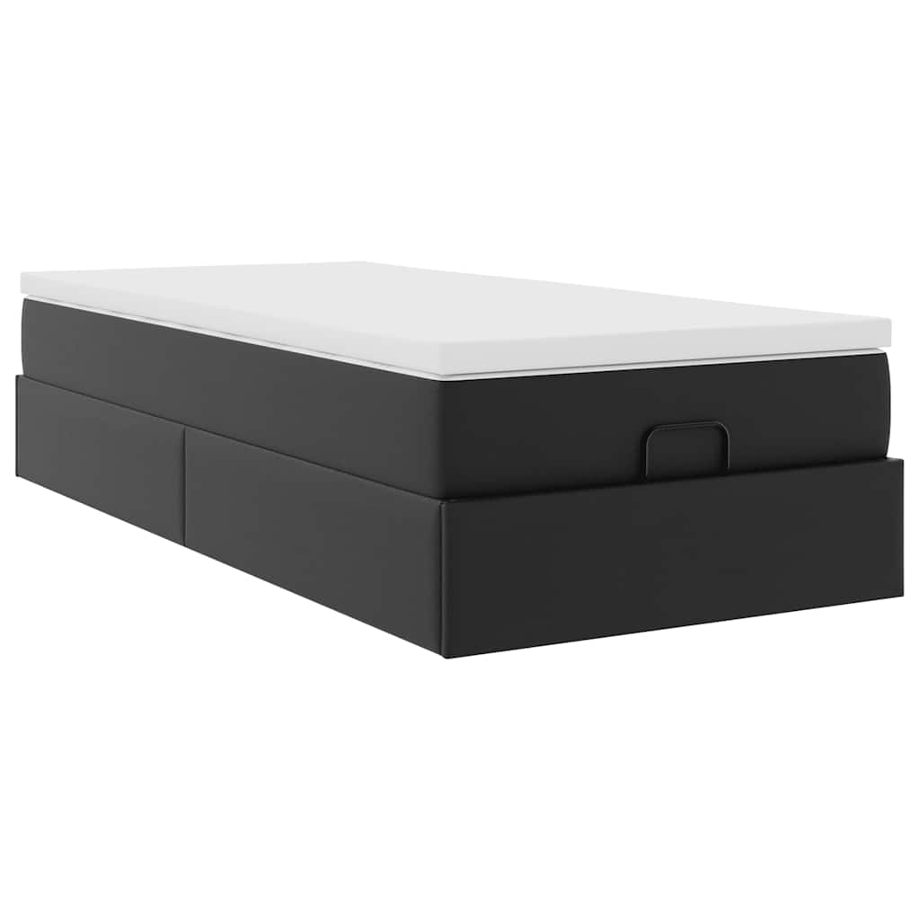 Cadre de lit ottoman avec matelas noir 90x190 cm similicuir - XIOS